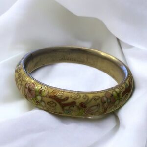 Vintage Floral Cloisonne Bangle Bracelet